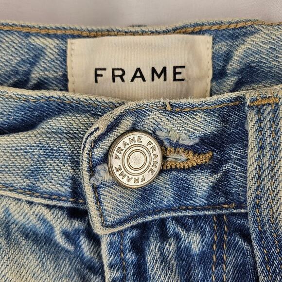 FRAME WOMEN’S LE BRIGETTE ACID WASH DENIM CUTOFF HEM SHORT SIZE 25 – 100% COTTON - Picture 3 of 9